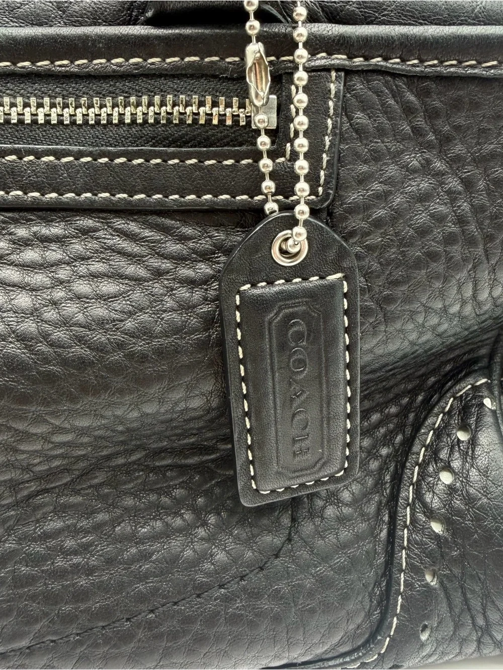 COACH Hampton Black Pebbled Leather Handbag Shoulder Bag Y2K Vintage